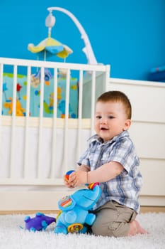 baby playing at home