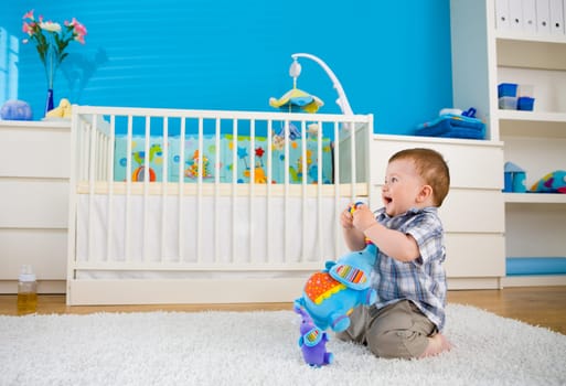 baby playing at home