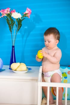 Baby eating fruits