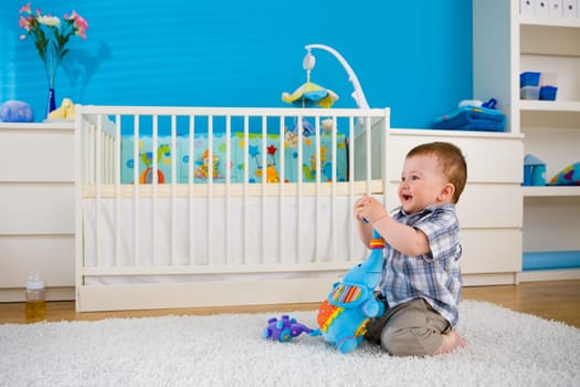 baby playing at home