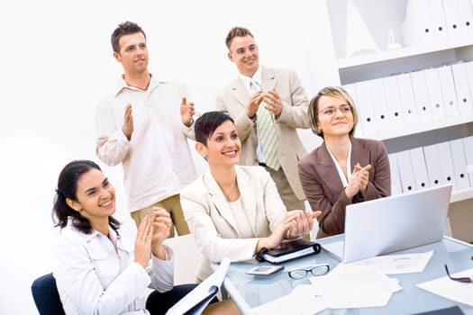 Business team clapping