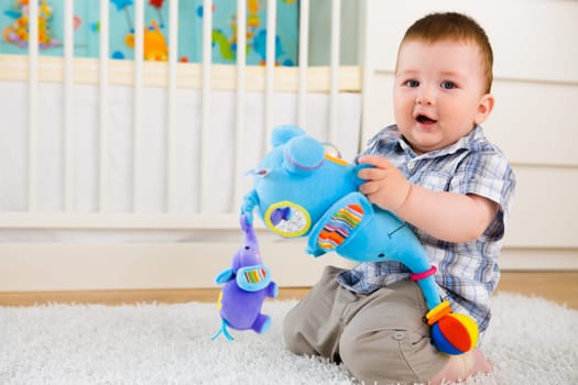 baby playing at home