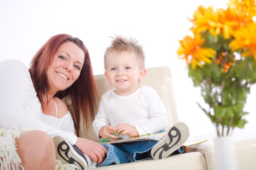 Mother reading for baby