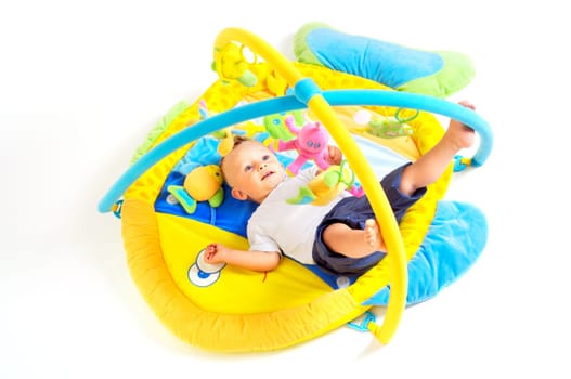 Baby plays with toys
