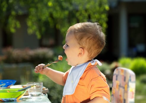 Baby boy eating
