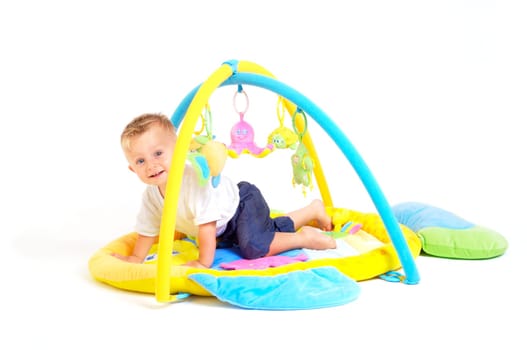 Baby plays with toys