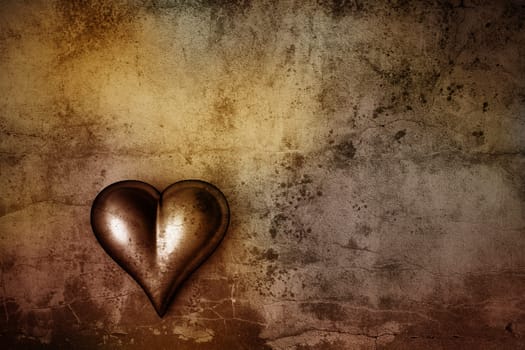 3d heart on grunge background