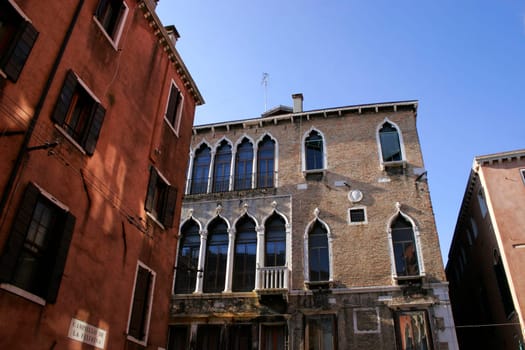 View of facades in Venice
