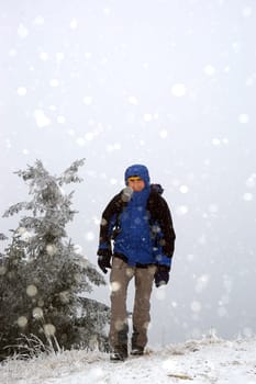 Tourist and soft hail