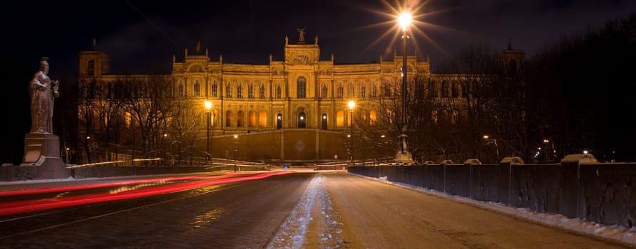 Munich's Maximilianeum at night