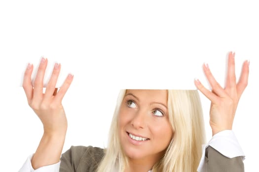 Woman with poster