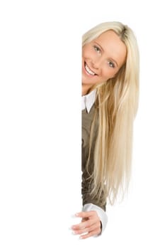 Woman with poster