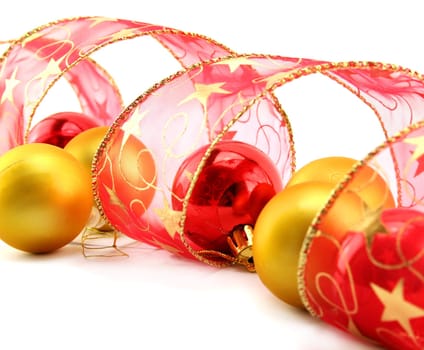 Xmas Baubles And Ribbon