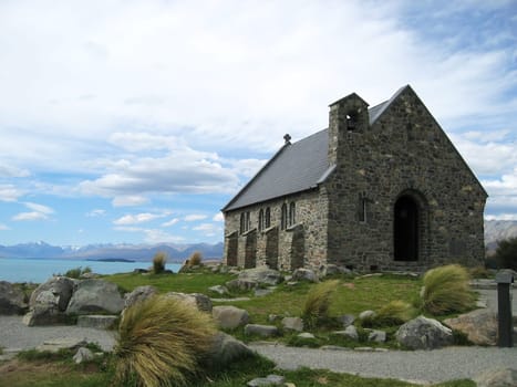 Church of the good shepherd,a small chapel on the shores of Lake Tekapo in Neus