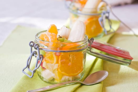 Fruit salad in a mason jar