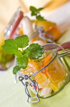Fruit salad in a mason jar