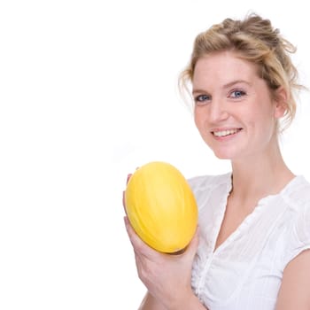 Young woman with melon