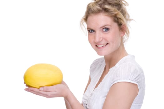 Young woman with melon