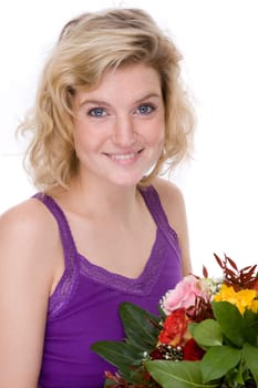 Young woman with a bouquet of flowers