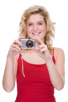 Young woman with camera