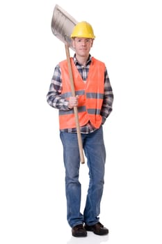 Construction worker with shovel