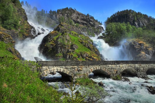 The waterfall Latefossen in Norway as HDR.