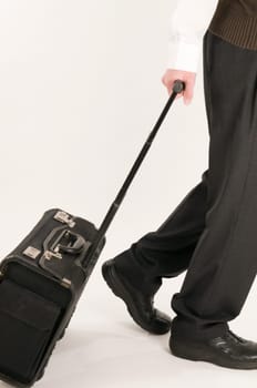 walking with suitcase vertical