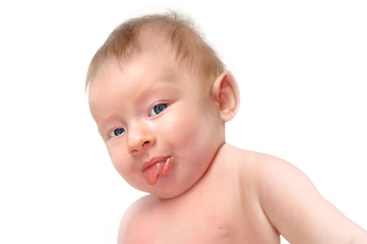Naughty babe sticks tongue out