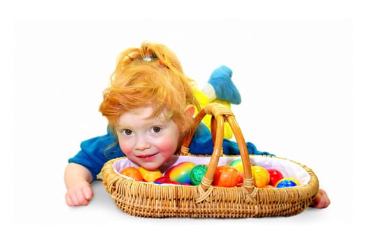 Little girl with easter egg basket
