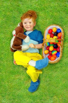 Little girl with easter egg basket