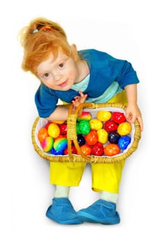 Little girl with easter egg basket