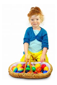 Little girl with easter egg basket