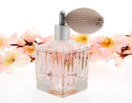 Perfume,pink bottle with cherry blossoms