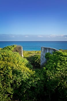 Ruins abandoned gate and gulf view
