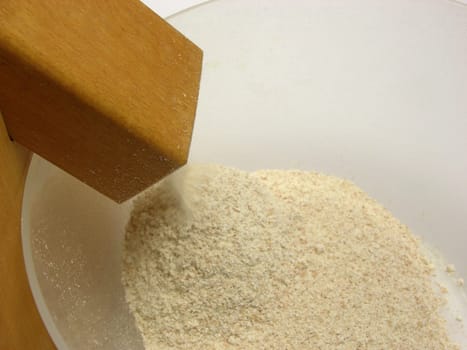 Freshly ground flour from the flour mill