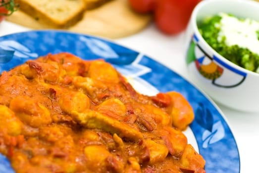 Gnocchi with turkey,bell pepper sauce