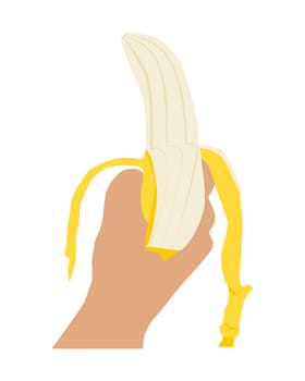 Hand with peeled banana