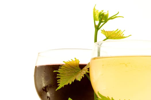 Red and white glass wine