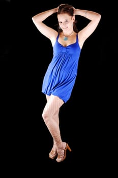 Lady in blue dress.