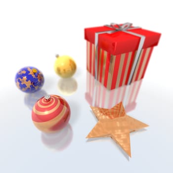 Christmas gift and baubles