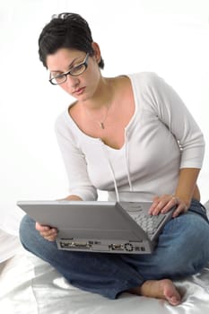 young lady is online