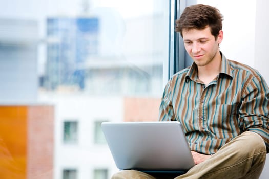 Businessman working on laptop
