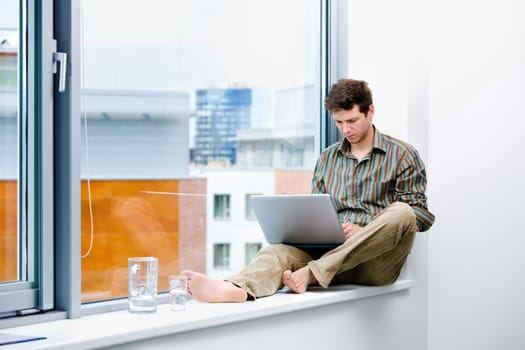 Businessman working on laptop