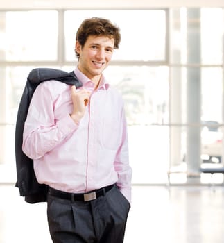 Effortless businessman in office building