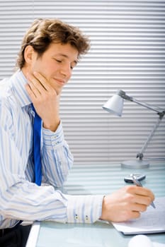 Businessman working at office