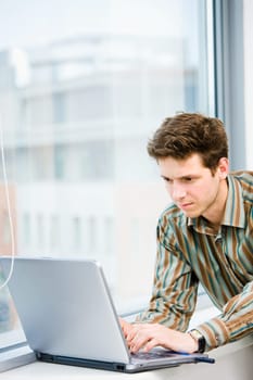 Businessman with laptop computer