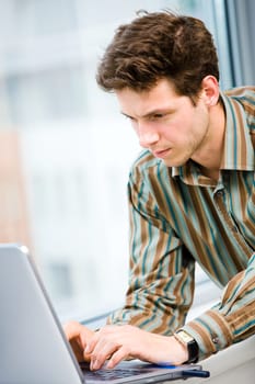 Businessman with laptop computer