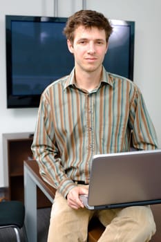 Businessman using laptop