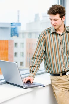 Businessman with laptop computer