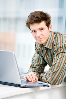 Businessman with laptop computer